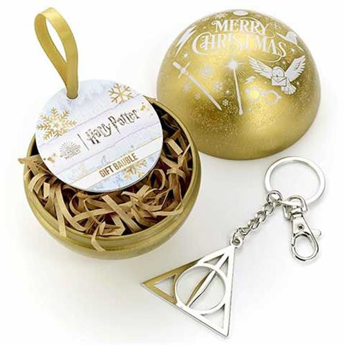 HPCB0327 - HARRY POTTER - PALLINA DI NATALE MERRY CHRISTMAS - PORTACHIAVI DONI DELLA MORTE