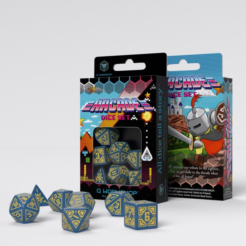 SARC01 - SET 7 DADI - ARCADE BLUE & YELLOW