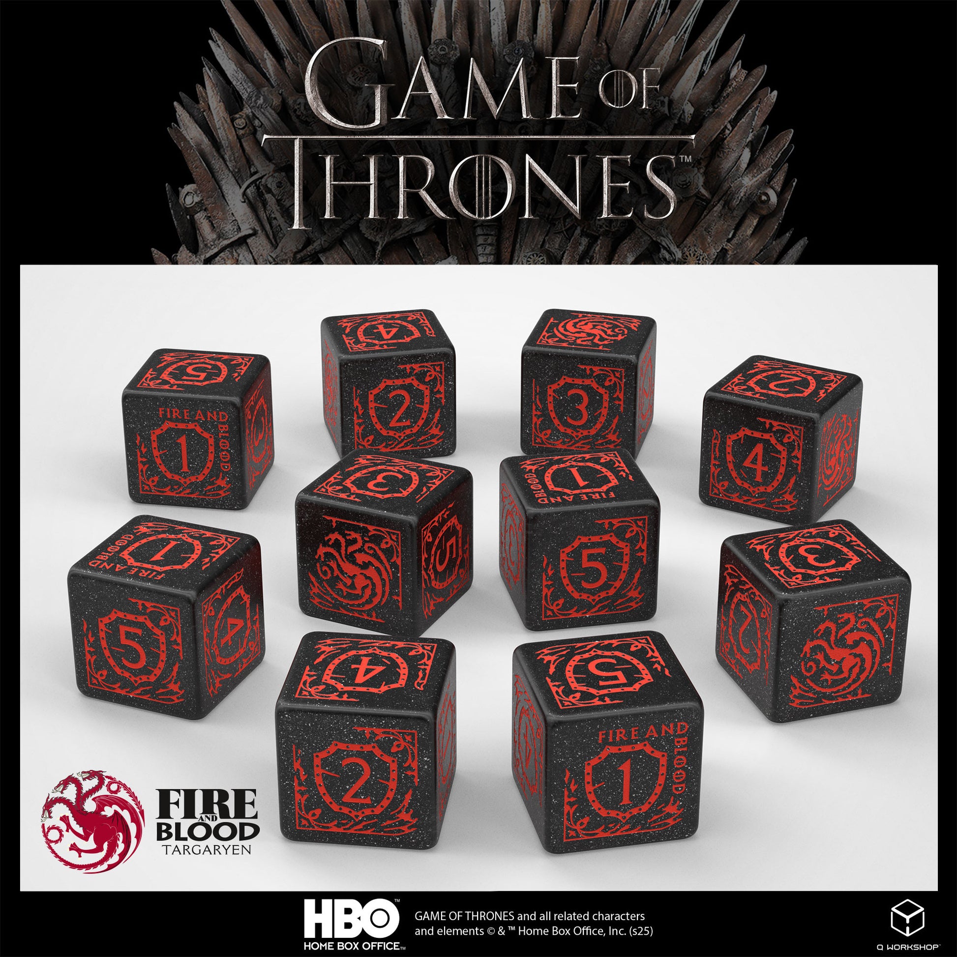 GOT/00190166/2025/3/A - SET 10 DADI - GAME OF THRONES - TARGARYEN
