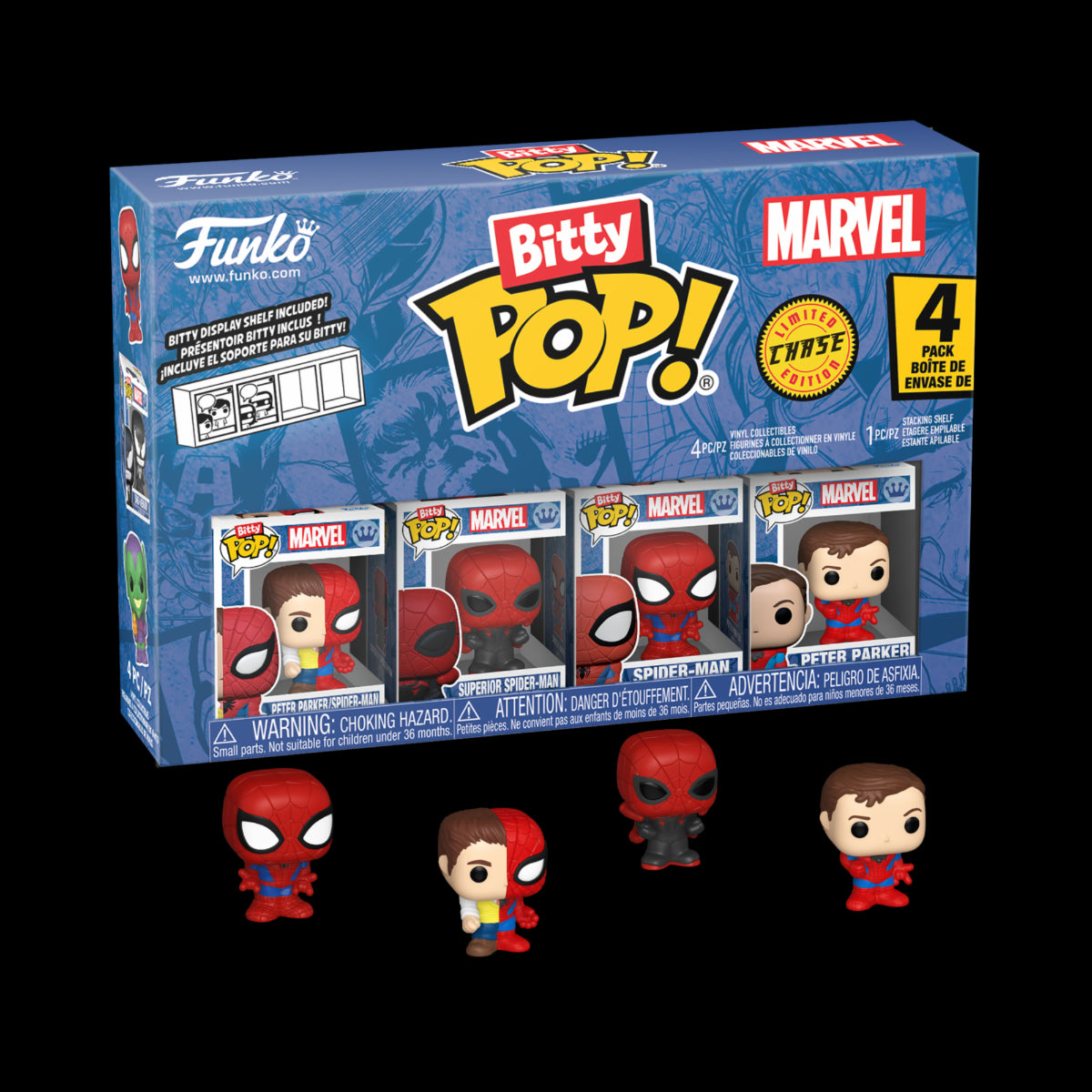85704 - MARVEL: SPIDER-MAN - POP FUNKO BITTY VINYL FIGURE - PARKER SPLIT (4PK)