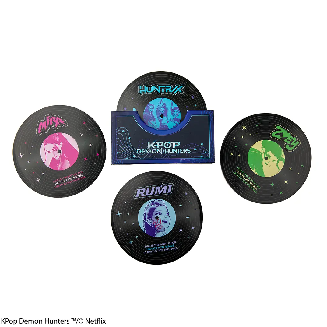 CR4120 - SET DI 4 SOTTOBICCHIERI – ALBUM CACCIATORI E DEMONI - KPOP DEMON HUNTERS