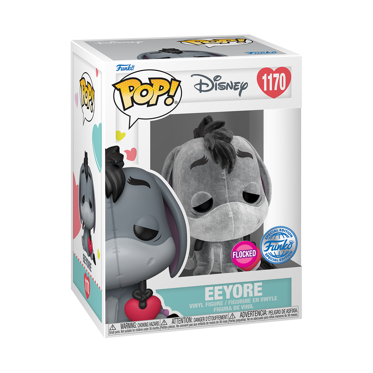 DISNEY: WINNIE THE POOH - POP FUNKO VINYL FIGURE 1170 EEYORE W/HEART (FL) 9CM