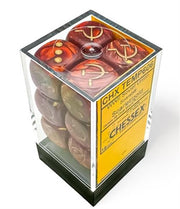 CHX 29063 - SET 12 DADI 6 FACCE 16MM - WW2 - SCARLET/GOLD