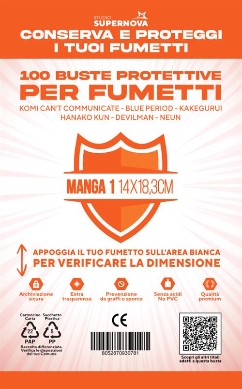 STUDIO SUPERNOVA - 100 BUSTE PROTETTIVE MANGA 1 (14,0 X 18,3)