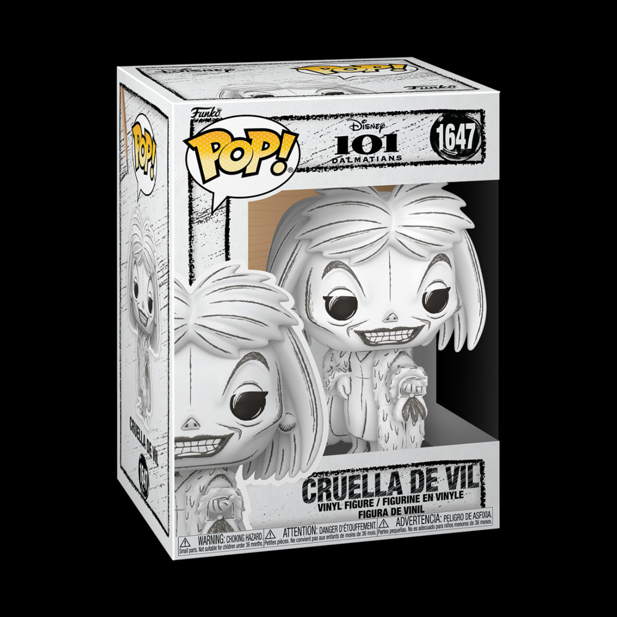 DISNEY - POP FUNKO VINYL FIGURE 1647 CRUELLA DE VIL (SKETCHED) 9CM