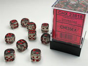 CHX 23818 - SET 36 DADI 6 FACCE 12MM - SMOKE W/RED