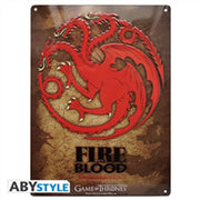 ABYPLA007 - GAME OF THRONES - PLACCA METALLICA TARGARYEN 28X38 CM