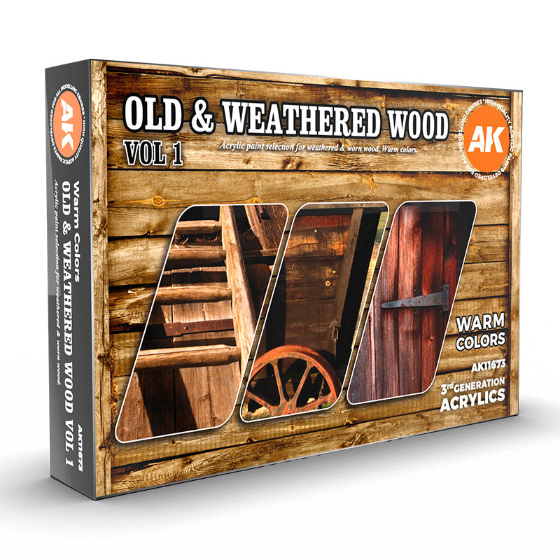 AK11673 - 3GEN ACRYLICS - OLD & WEATHERED WOOD VOL1 - SET DA 6 COLORI