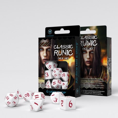 SCLR04 - SET 7 DADI - CLASSIC RUNIC WHITE RED