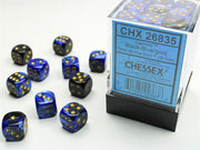 CHX 26835 - SET 36 DADI 6 FACCE 12 MM GEMINI - BLACK-BLUE W/GOLD