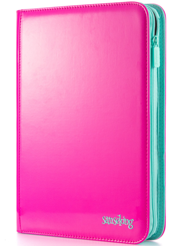 SANSEKING - 9-POCKET SIDE LOADING ZIP BINDER - LEATHER - RED