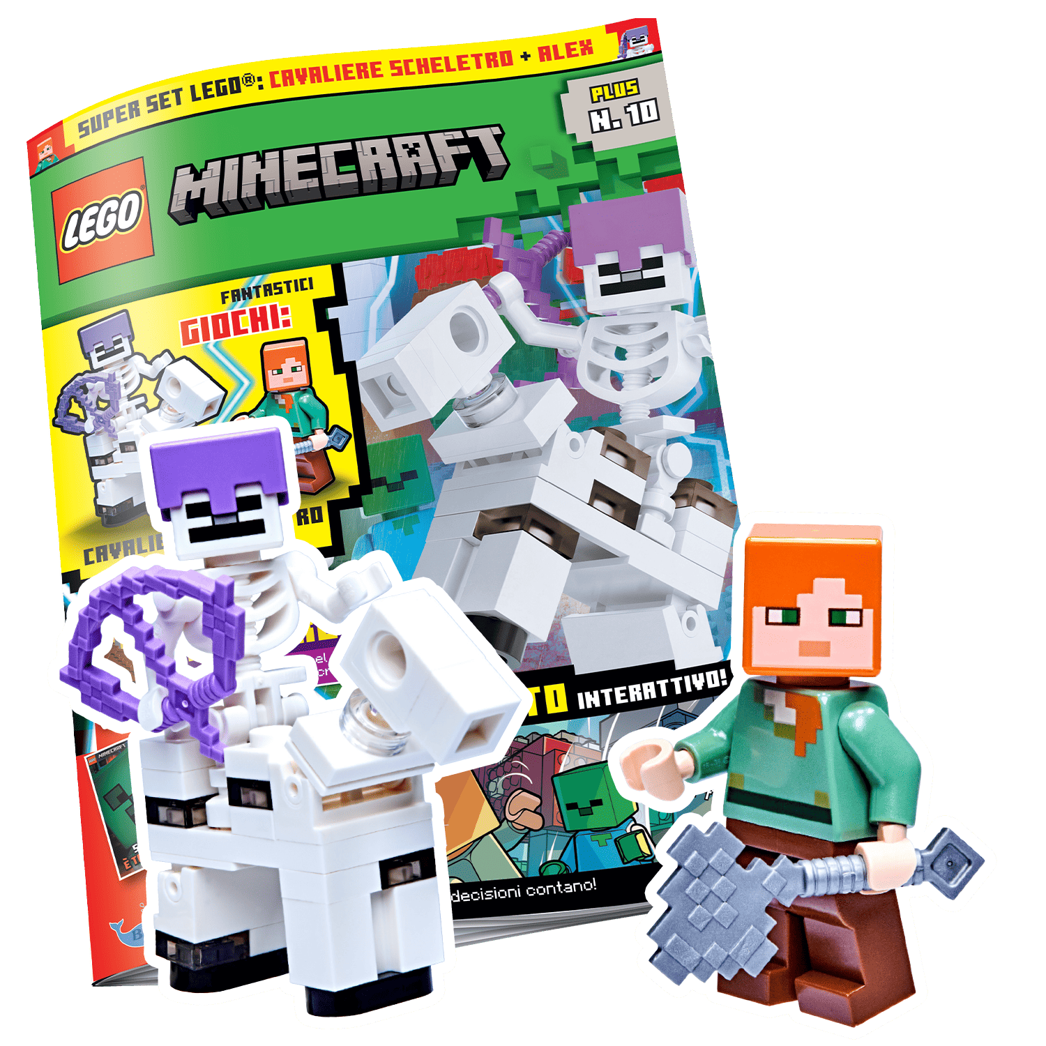 LEGO MINECRAFT PLUS N.10 - SET LEGO: CAVALIERE SCHELETRO + ALEX