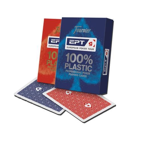 10018440 - FOURNIER - EPT 100% PLASTIC - 55 CARTE POKER (BLU O ROSSO)