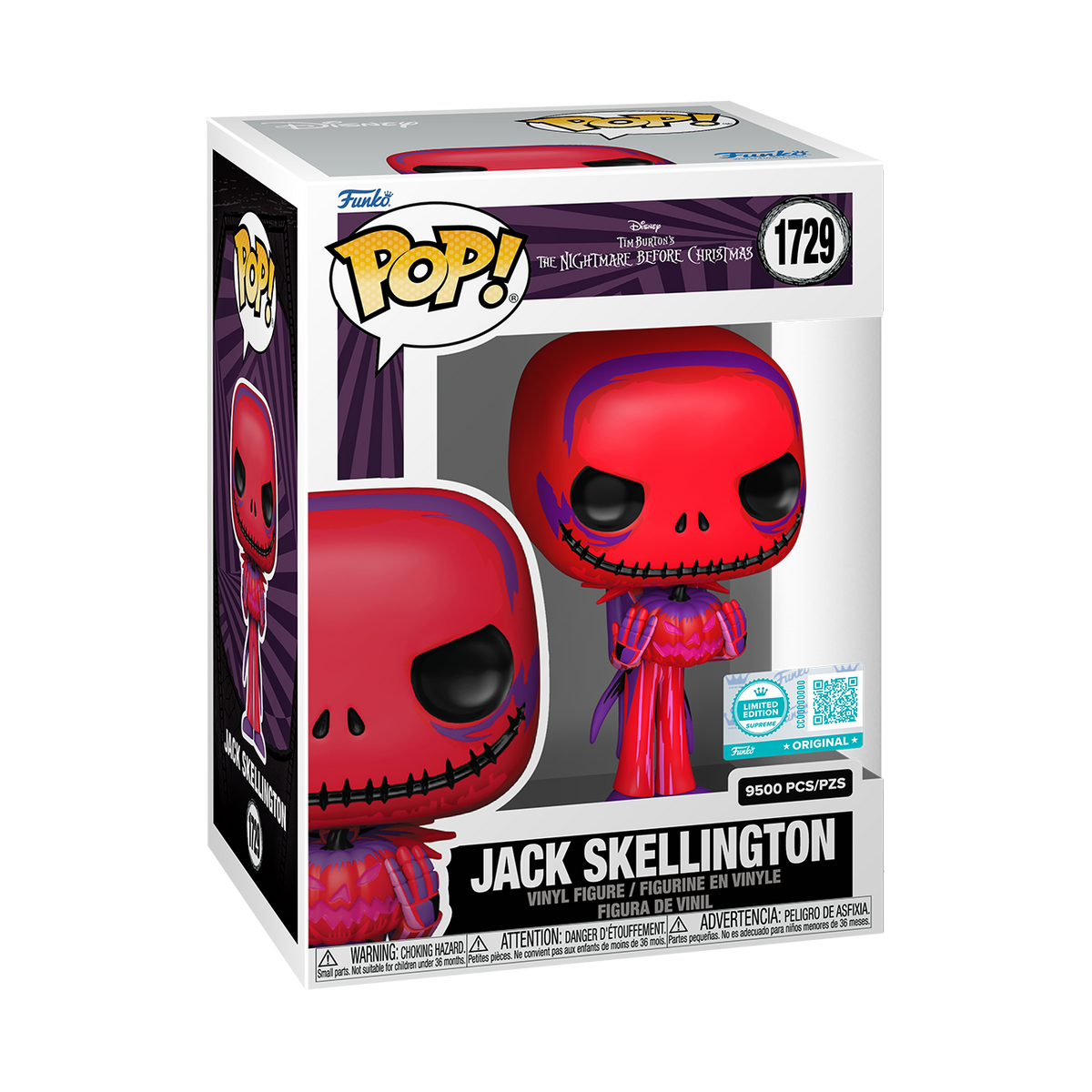 THE NIGHTMARE BEFORE CHRISTMAS S9 - POP FUNKO VINYL FIGURE SUPREME - JACK W/PUMPKIN 9CM FUNSIDE EXCL