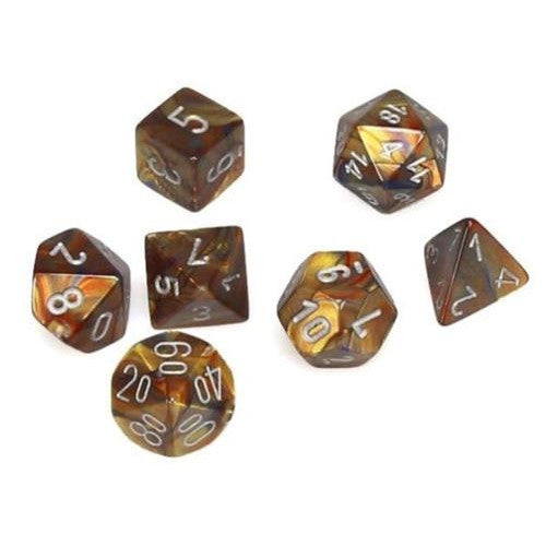 CHX 20493 - SET 7 DADI POLIEDRICI MINI - LUSTROUS GOLD/SILVER