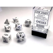 CHX 25401 - SET 7 DADI POLIEDRICI OPACHI - WHITE W/BLACK