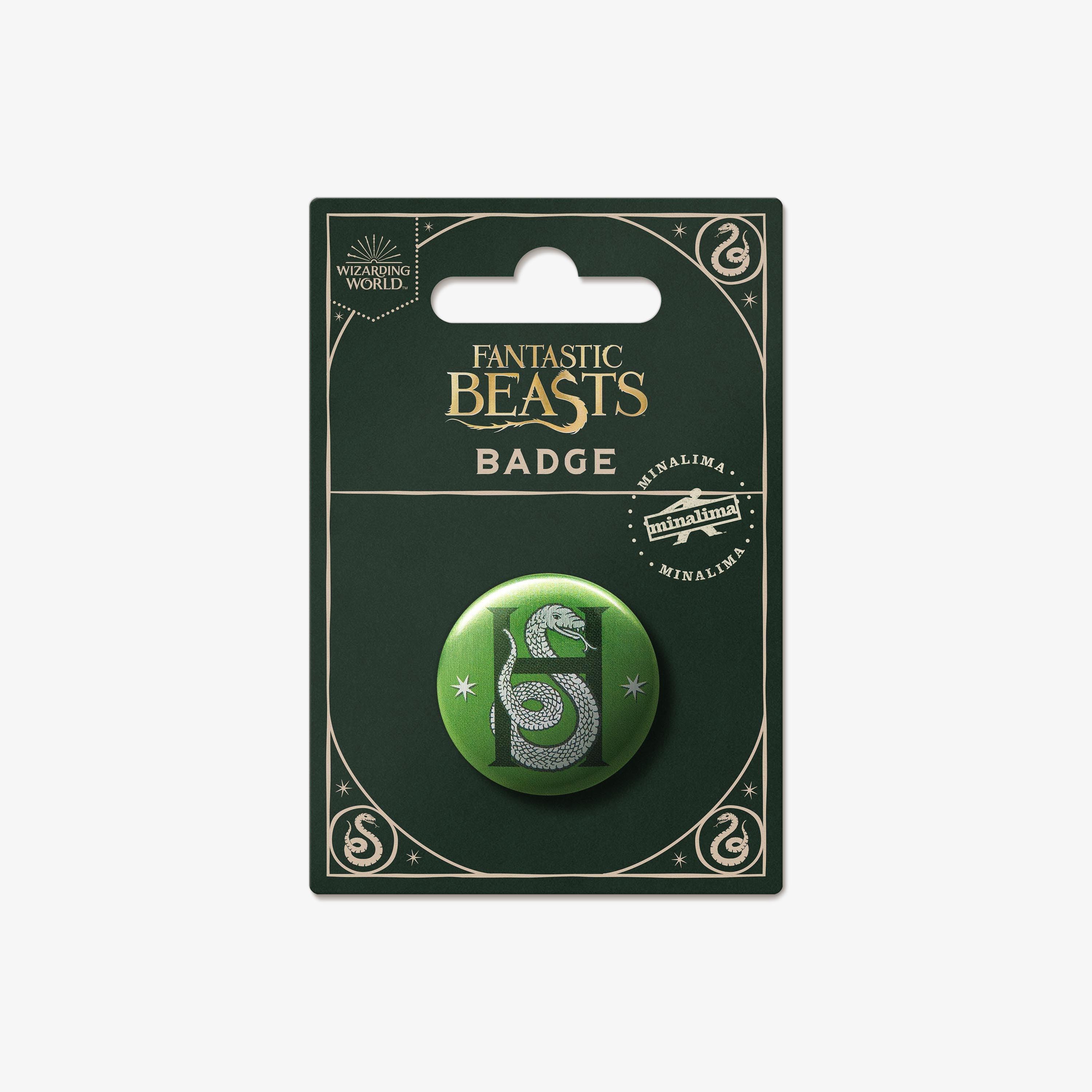 FBBB06 - HARRY POTTER - HOGWARTS: SLYTHERIN HOUSE SNAKE - BADGE