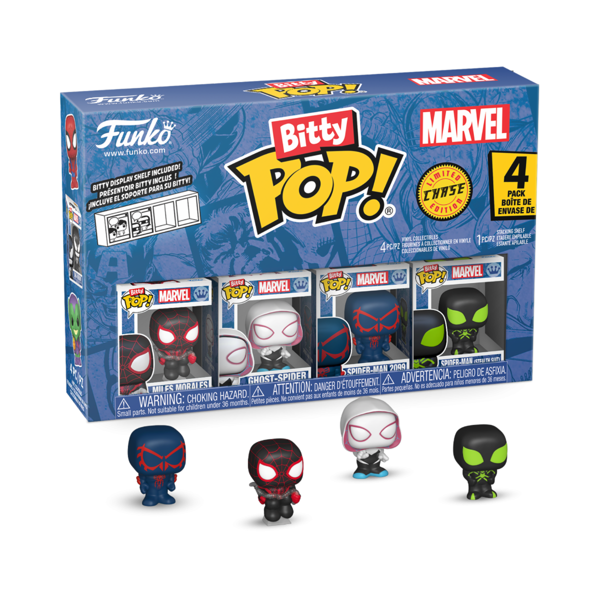 85702 - MARVEL: SPIDER-MAN - POP FUNKO BITTY VINYL FIGURE - MILES MORALES (4PK)