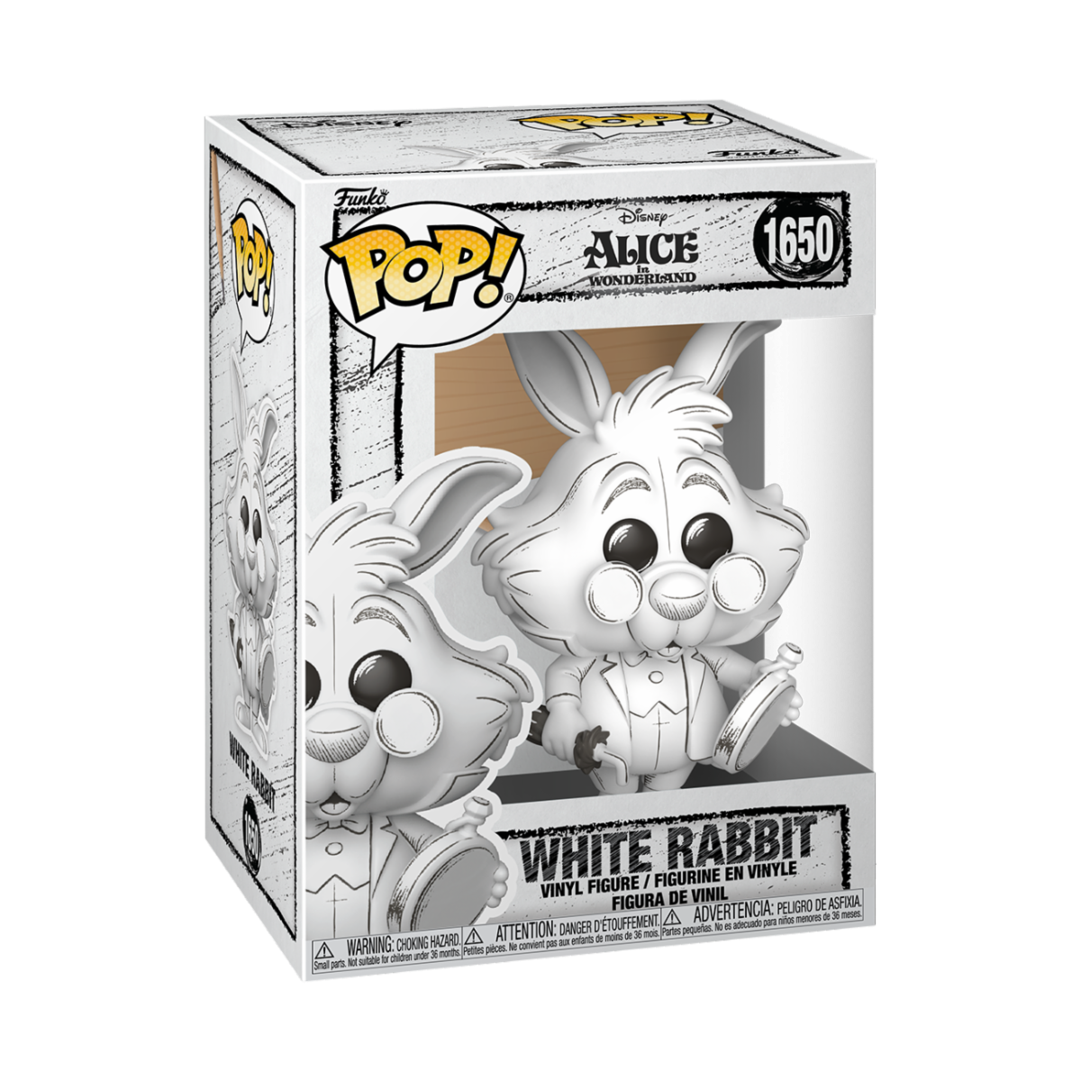 DISNEY - POP FUNKO VINYL FIGURE 1650 WHITE RABBIT (SKETCHED) 9CM