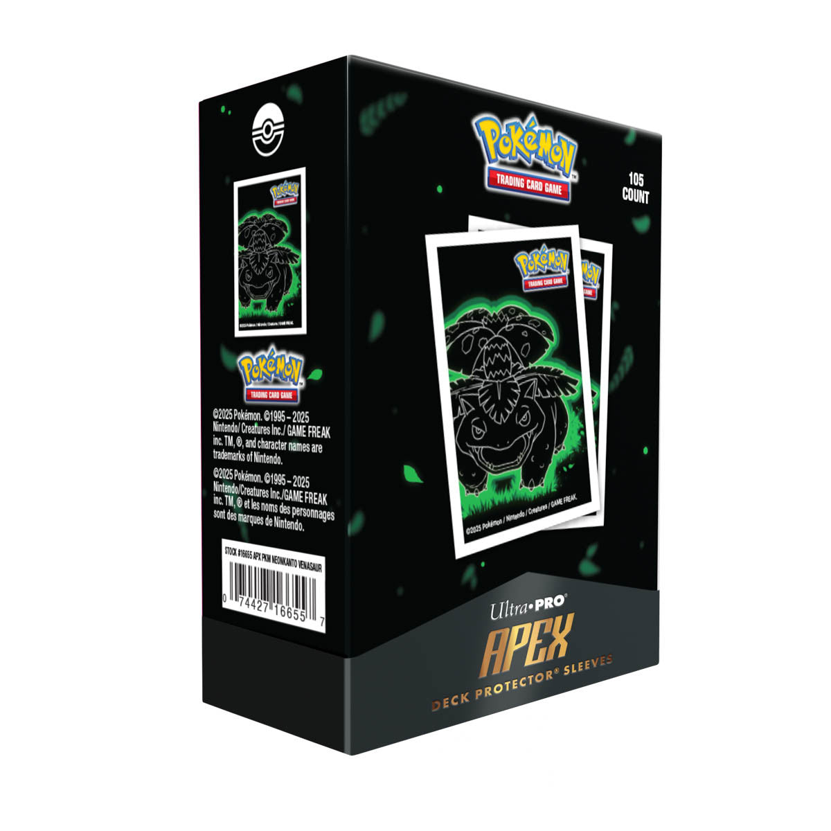 16655 - POKEMON - 105 APEX DECK PROTECTOR SLEEVES - NEON KANTO - VENOSAUR