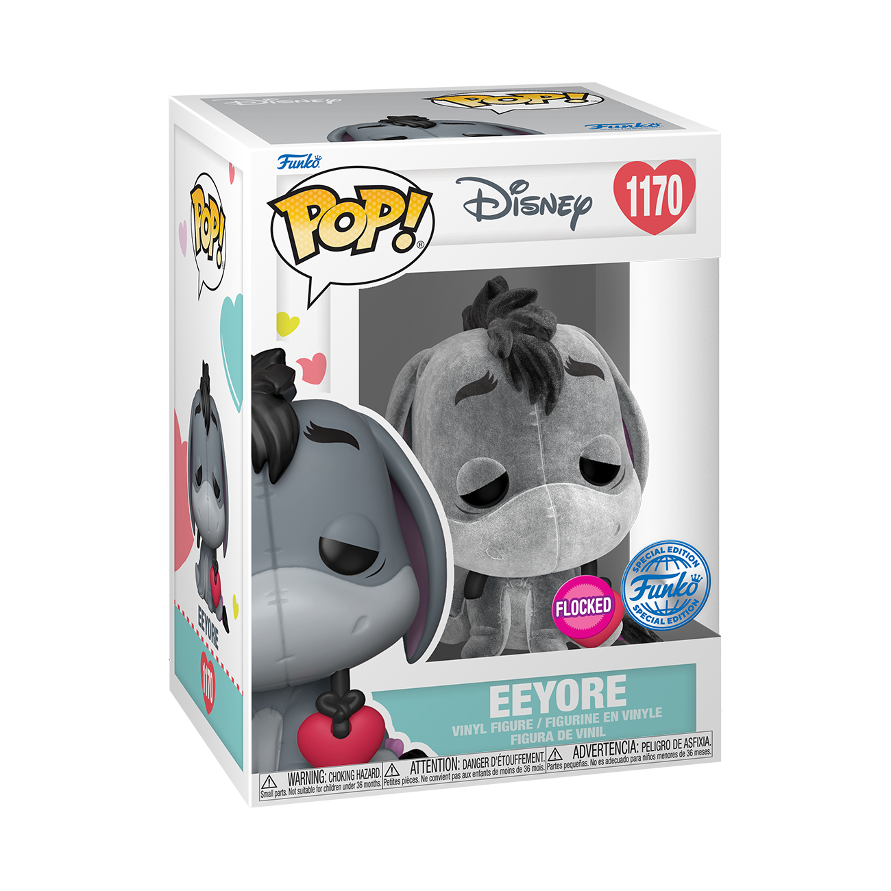 DISNEY: WINNIE THE POOH - POP FUNKO VINYL FIGURE 1170 EEYORE W/HEART (FL) 9CM