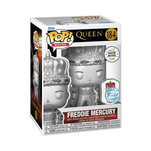 QUEEN - POP FUNKO VINYL FIGURE 184 FREDDIE MERCURY KING (PLT) W/PIN 9CM GA EXCL