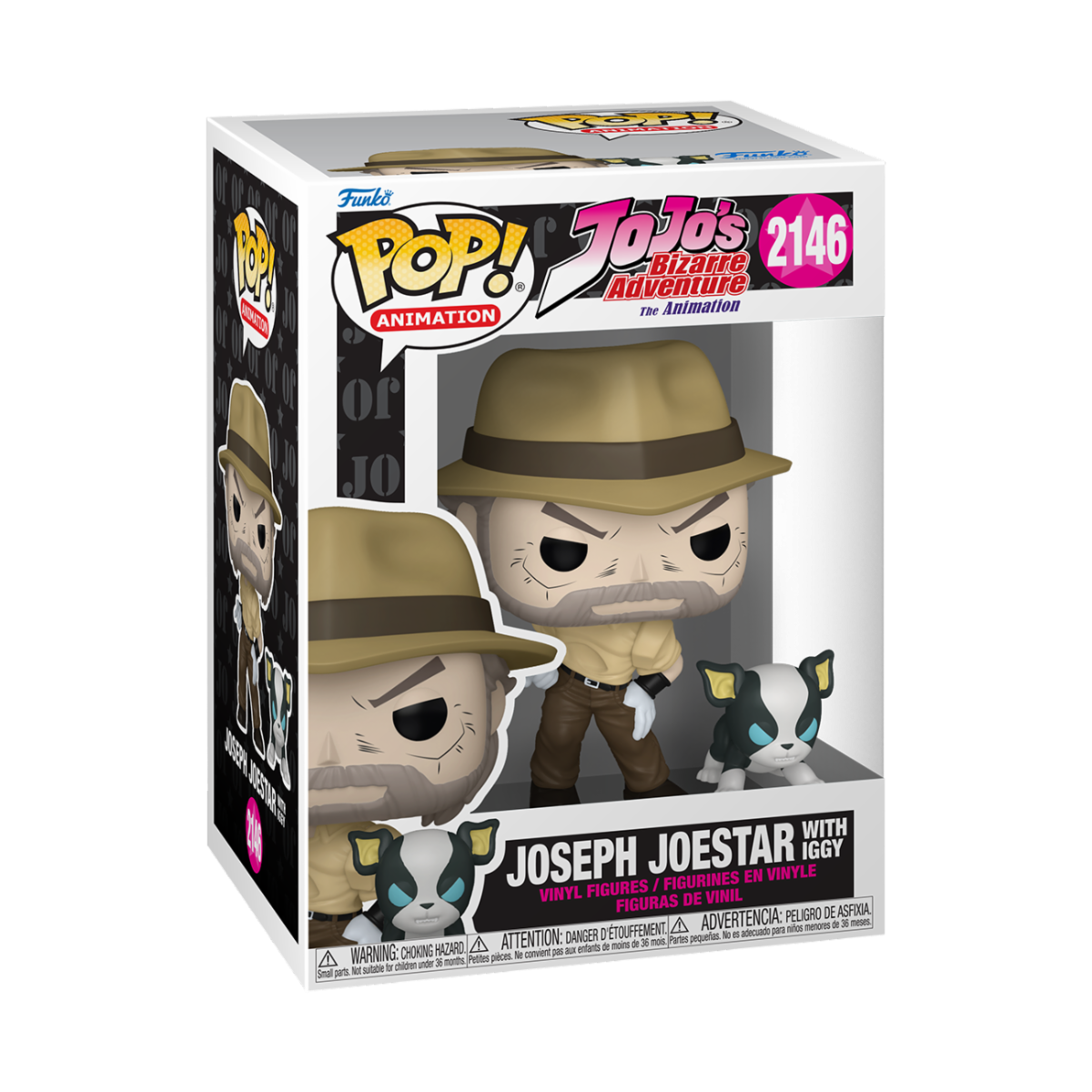 JOJO'S BIZARRE ADVENTURES - POP FUNKO VINYL FIGURE 2146 JOSEPH JOESTAR WITH IGGY 9CM