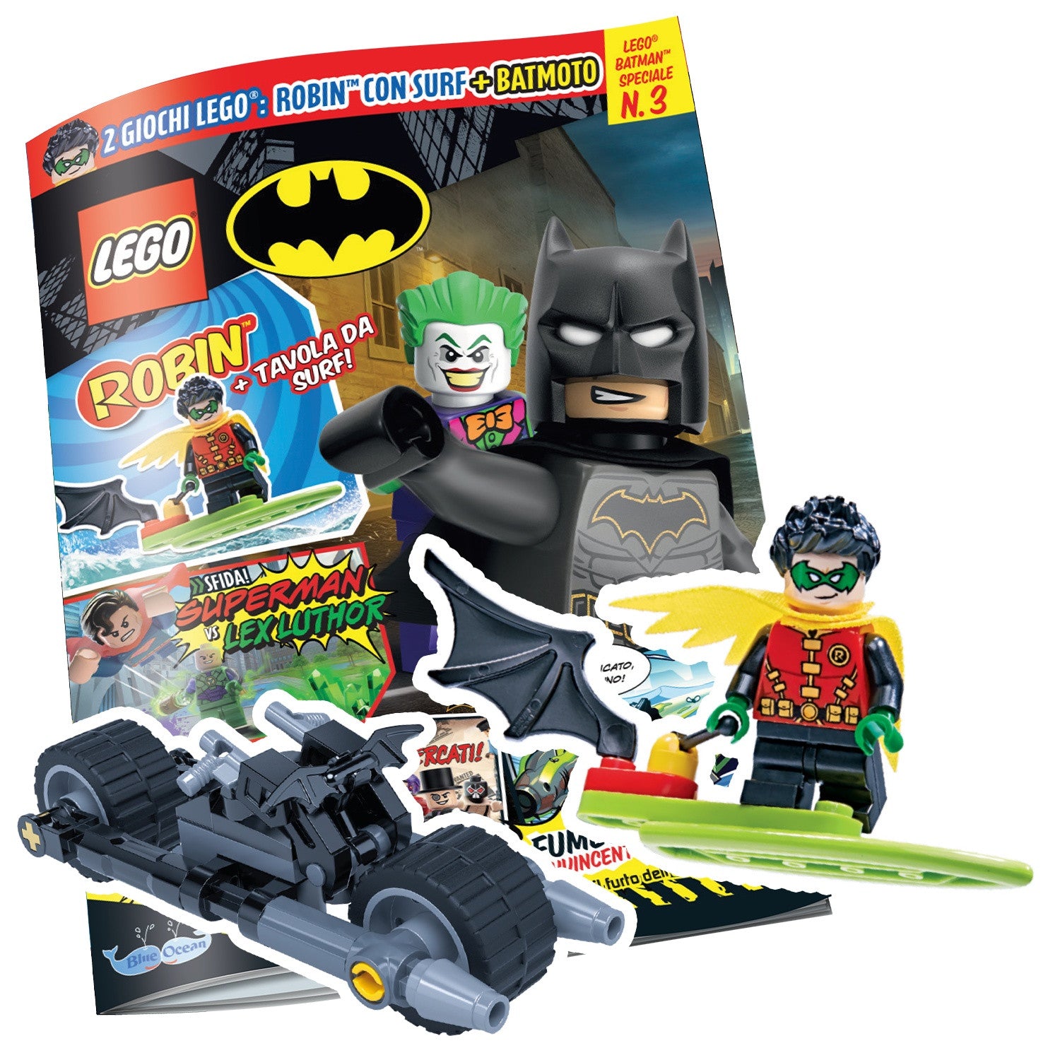 LEGO BATMAN SPECIALE N.3 - ROBIN CON SURF + BATMOTO