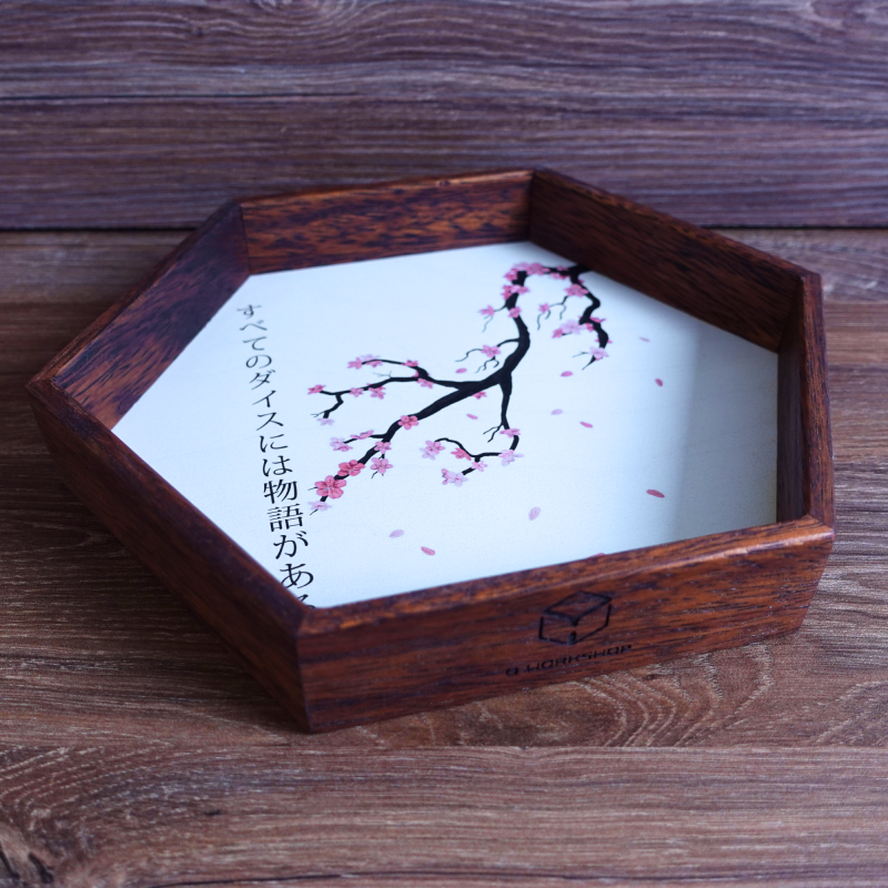WADTKN01 - WOODEN DICE TRAY: KANJI