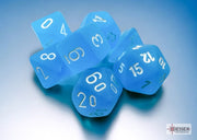 CHX 20416 - SET 7 DADI POLIEDRICI - FROSTED CARRIBBEAN BLUE/WHITE