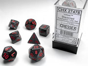 CHX 27478 - SET 7 DADI POLIEDRICI - VELVET BLACK W/RED
