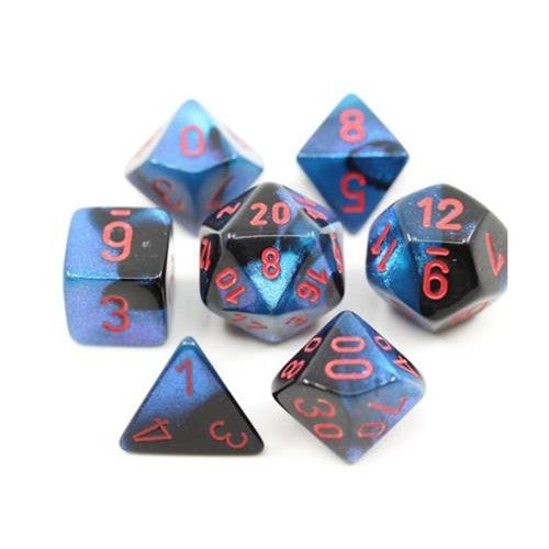 CHX 20658 - SET 7 DADI POLIEDRICI GEMINI - BLACK-STARLIGHT/RED