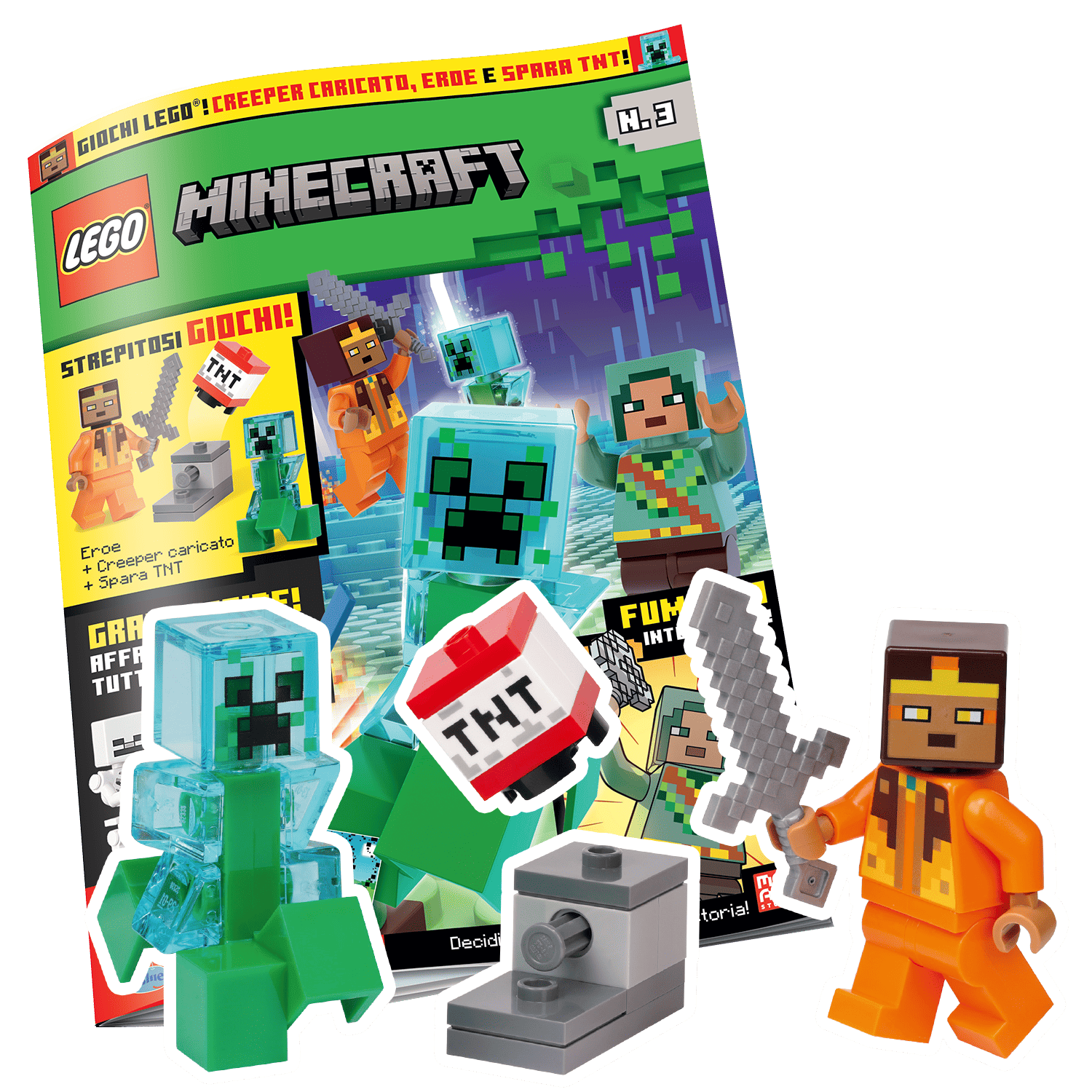 LEGO MINECRAFT N.3 - GIOCO LEGO: EROE + CREEPER CARICATO + SPARA TNT
