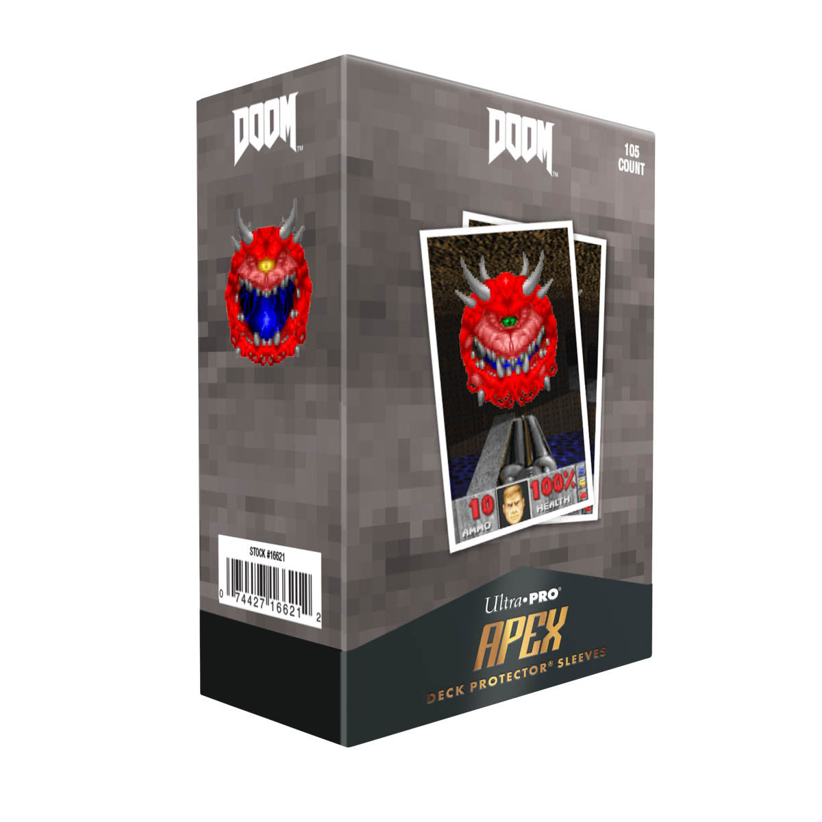 16621 - 105 APEX DECK PROTECTOR SLEEVES - BETHESDA - DOOM - CACODEMON