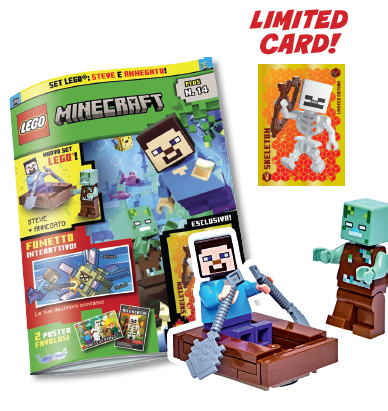 LEGO MINECRAFT PLUS N.14 - STEVE + BARCA + ANNEGATO + LIMITED CARD