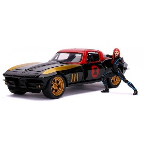 MARVEL: BLACK WIDOW - 1966 CHEVY DIE-CAST W/ BLACK WIDOW - SCALA 1:24
