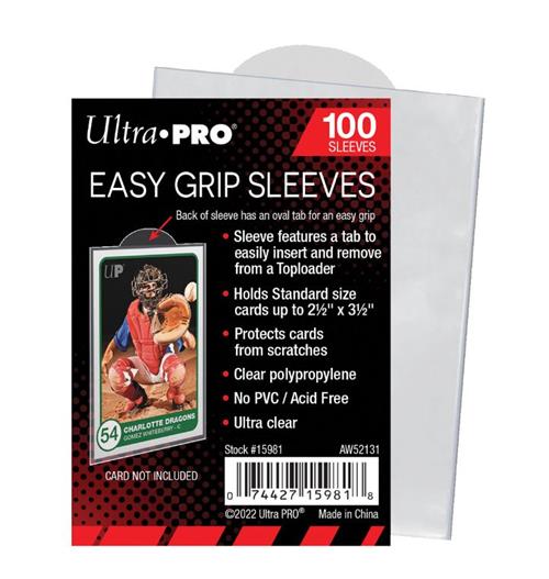 15981 - 100 DECK PROTECTOR SLEEVES - 2-1/2" X 3-1/2" - EASY GRIP SLEEVES