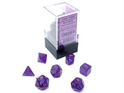 CHX 20587 - SET 7 DADI POLIEDRICI MINI - BOREALIS ROYAL PURPLE/GOLD LUMINARY