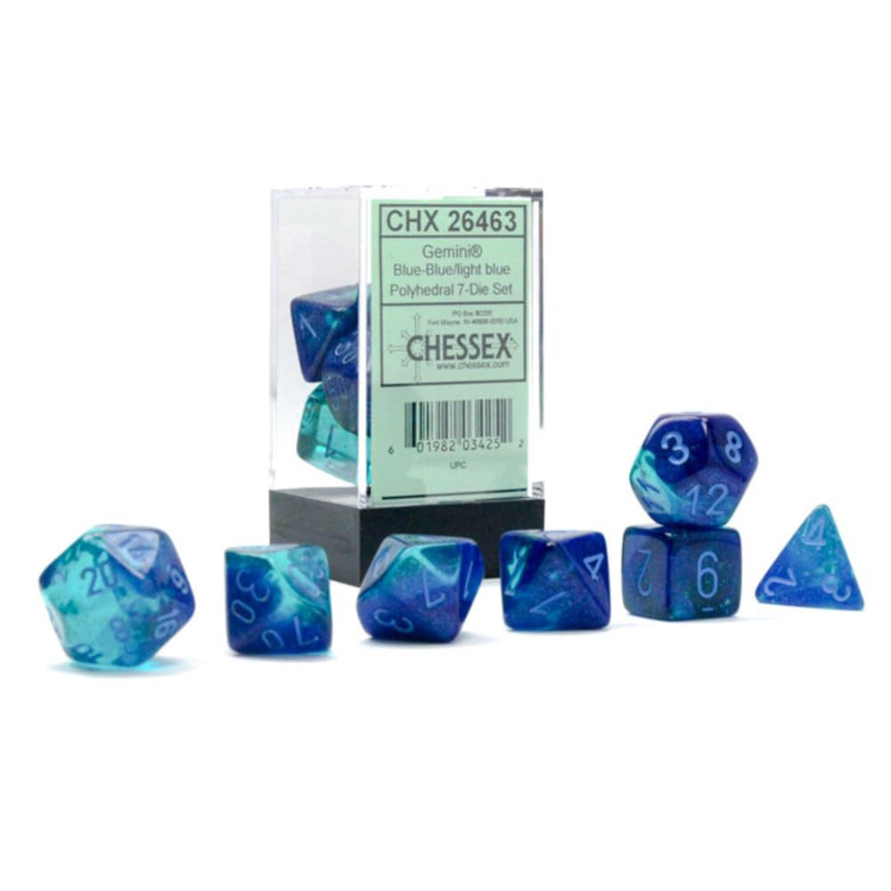 CHX 26463 - SET 7 DADI POLIEDRICI GEMINI - BLUE/LIGHT BLUE LUMINARY