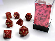 CHX 27414 - SET 7 DADI POLIEDRICI - SCARAB SCARLET W/GOLD