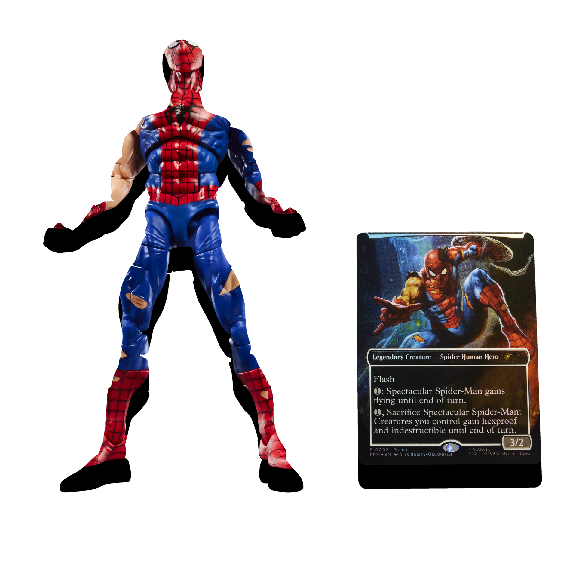 MARVEL CLASSIC LEGENDS - BATTLE DAMAGED SPIDER-MAN - ACTION FIGURE 15CM W/ MAGIC: THE GATHERING CARD