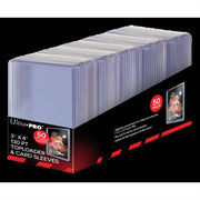 15285 - 50 TOPLOADER 3" X 4" - SUPER THICK 130PT + CARD SLEEVES