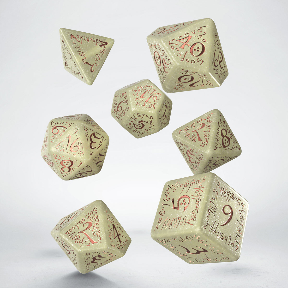 SJELV01 - JUMBO ELVISH DICE SET - ELVISH SHIMMERING BEIGE & COPPER