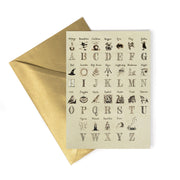 HPCARD42 - HARRY POTTER - GODRIC'S HOLLOW: ALPHABET FROM HARRY POTTER'S BEDROOM - NOTECARD