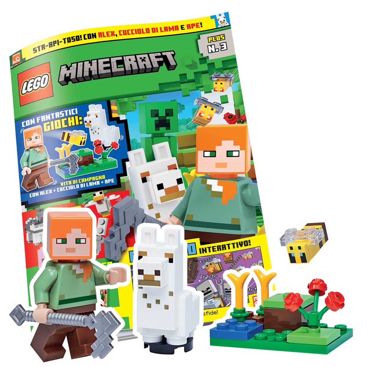 LEGO MINECRAFT PLUS N.3 - SET GIOCO LEGO: ALEX, CUCCIOLO DI LAMA E APE