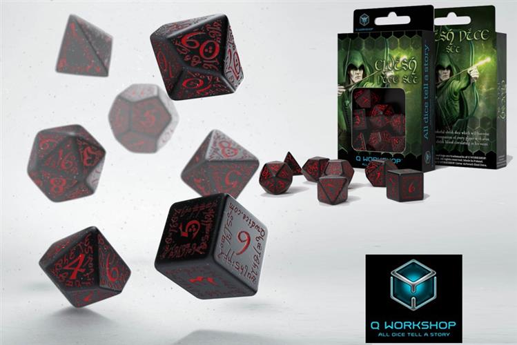 SELV06 - SET 7 DADI ELFI ROSSO/NERO - 55032