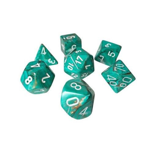 CHX 20403 - SET 7 DADI POLIEDRICI MINI - MARBLE OXI-COPPER/WHITE