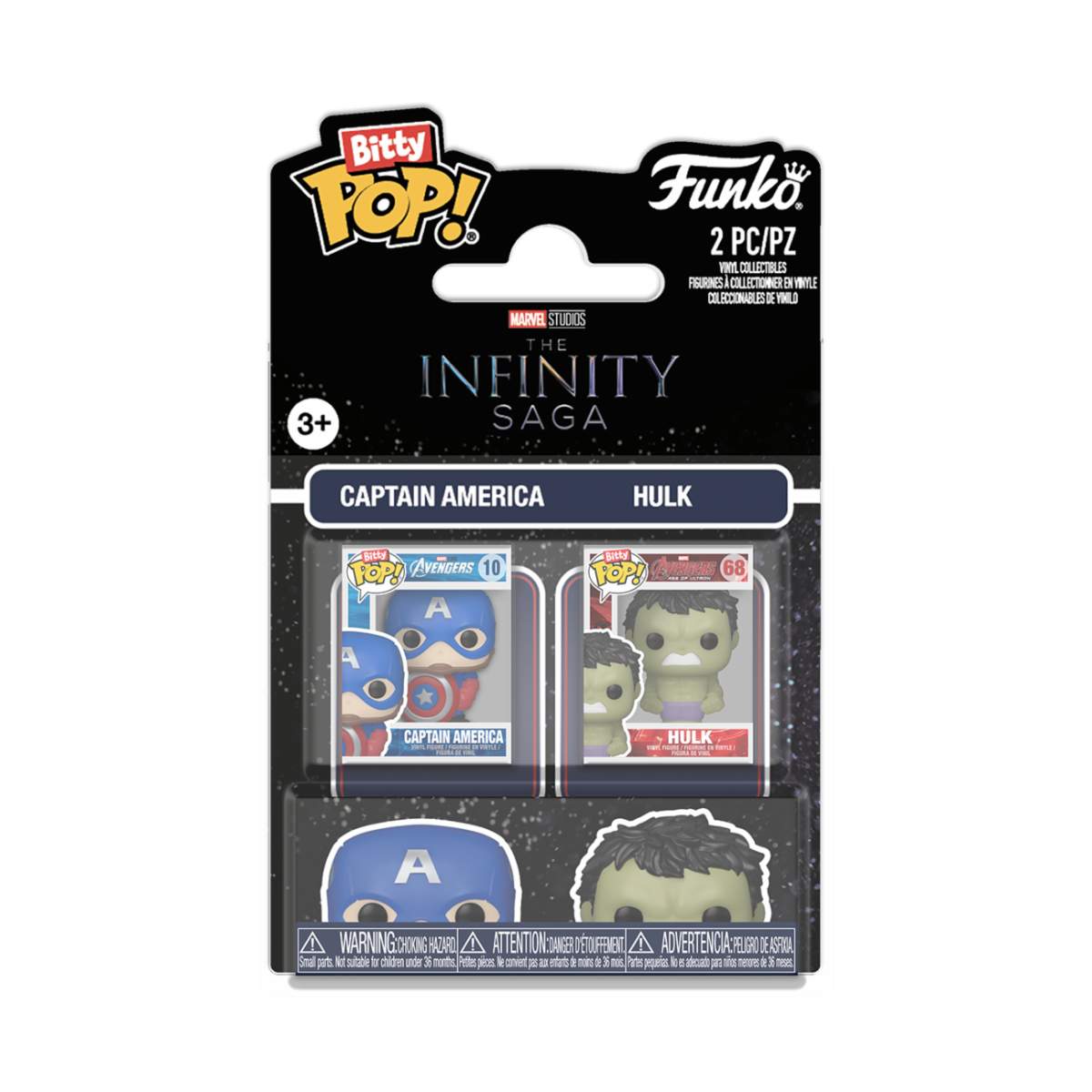 MARVEL - POP FUNKO BITTY 2-PACK VINYL FIGURE - CAPTAIN AMERICA & HULK 2CM