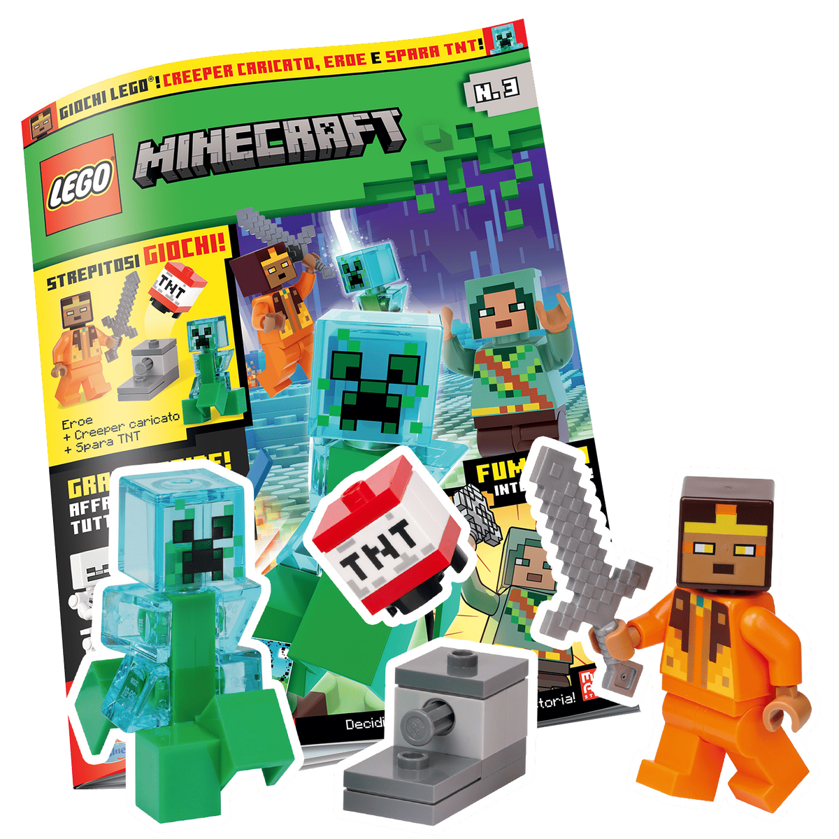 LEGO MINECRAFT N.3 - GIOCO LEGO: EROE + CREEPER CARICATO + SPARA TNT
