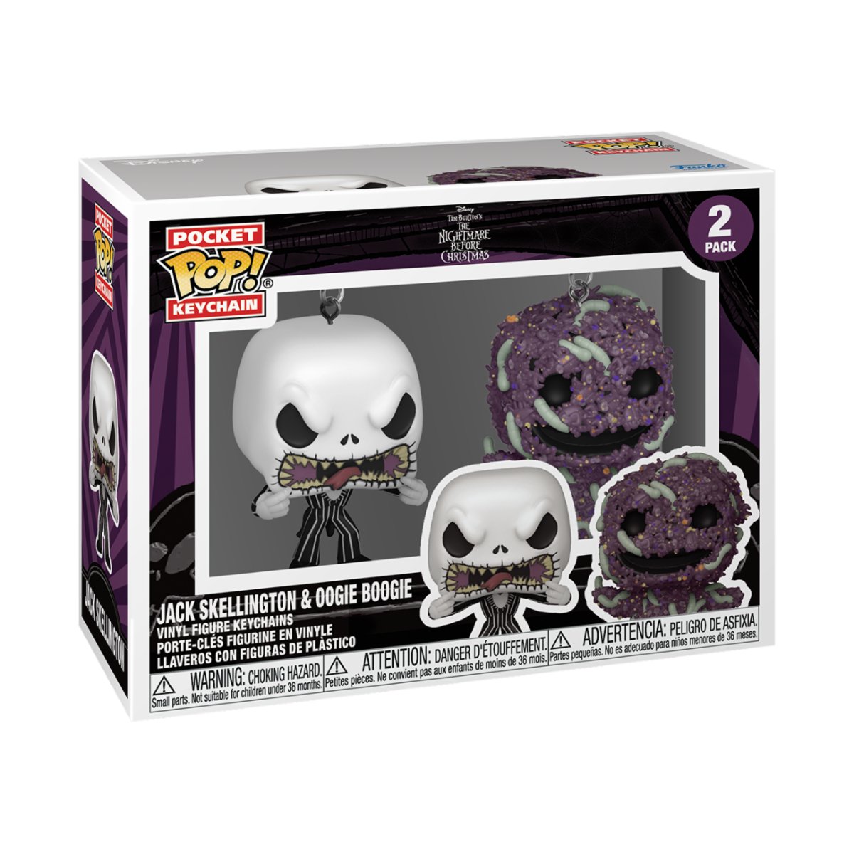 NIGHTMARE BEFORE CHRISTMAS - KEYCHAIN - 2-PACK JACK/OOGIE 4CM
